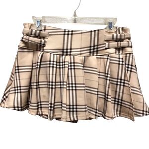 Black Ibis Size Large Color Tan/Brown Chic Plaid Skater Skirt.Checkered Skort.